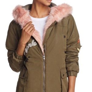 Vintage Havana Faux Fur-Trimmed Patch Parka Jacket